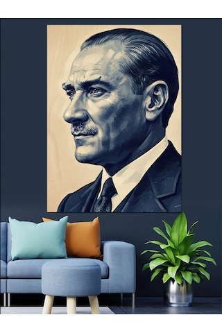 Karizma Tablo Atatürk Portresi Dekoratif Kanvas - Mdf Ahşap Tablo