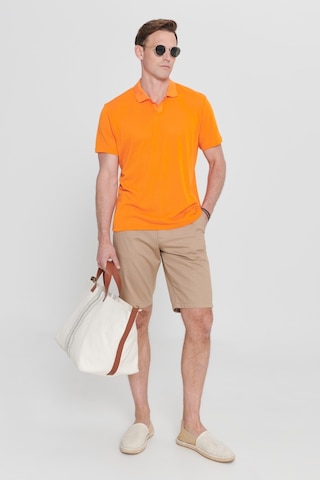 AC&Co / Altınyıldız Classics Erkek Turuncu Regular Fit Rahat Kesim Polo Yaka Baskılı Tişört Turuncu