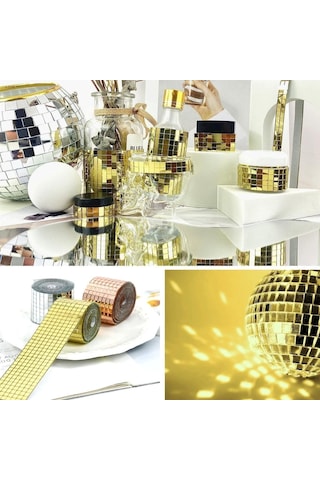 Büro Ev Ofis Atölye İçin 4x100cm Golden Aynalı Mozaik Taşlı Dekor Bandı Diğer