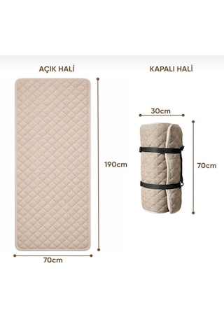 Taşınabilir Katlanır Outdoor Matı, Katlanır Yatak, Karavan Kamp Yatağı Anne Yanı Deprem Yatağı 70 190 Tek Kişilik Bej - Krem
