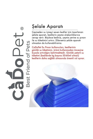 Cadopet Kedi Su Pınarı Su Sebili Su Çeşmesi Ultra Sessiz 2,0 Litre Usb 5 Volt 2 Metre Kablo