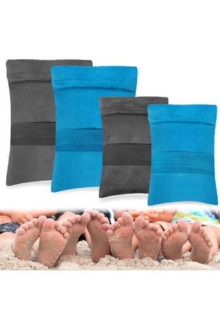 Yifomall Çocuklar İçin Plaj Kumunu Temizleme Çantası - Yumuşak Koral Kadife, Göz Ve Kulaklara Kum Kaçmasını Önler Mavi