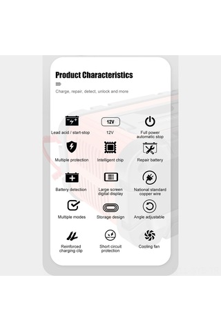 Symbee 12v Akıllı Akü Şarj Cihazı - Moto/ Araba İçin Tamir Ve Koruma, Lcd Ekranlı, Otomatik Durdurma, Avrupa Standartı Gri