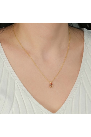 Sitrin Taşlı Gümüş Kolye Gm14