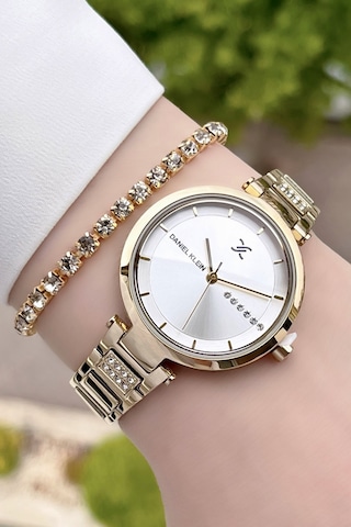Daniel Klein DKISTE156 Premium Gold Kadın Kol Saati + Bileklik
