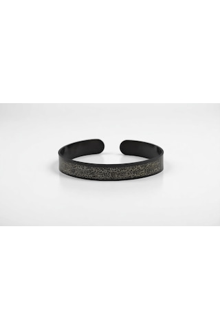 El Yapımı Siyah Titanyum Kaplama Çelik Bileklik