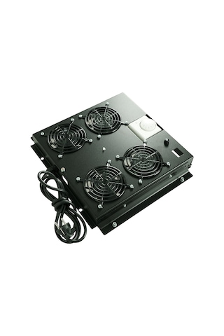 Canovate 4Lü Rack Kabinet Fan Modülü Termostatlı Ral 9005 Siyah