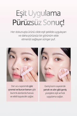 Damla Şekilli, Detaylı Uygulama Sunan Sünger Puf Clıo Kill Cover Cushion Puff Pink 3adet