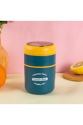 Porsima 66720 Çelik Yemek Termosu Lunch Box Yemek Kabı Sarı 710ml