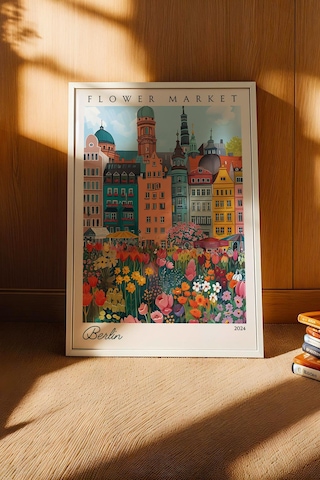 Berlin Almanya Çerçeveli Tablo Seyahat Severlere Salon Ve Ofis İçin Estetik Duvar Dekoru Travel Flower Market