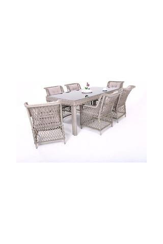 Gardenya Bahçe Flexy Home Garden Roza Ritim Rattan 100 180 Masalı Bahçe Balkon Ve Teras Mobilya Takımı Gri