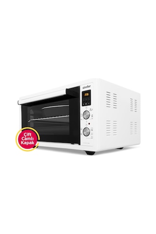 Simfer 4558 Beyaz 45 LT Turbo Fan Mini / Midi Fırın - 6 Fonksiyon, Dijital Ekran, Pop-Up Düğme,Yoğurt Yapma