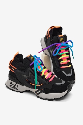 Tonny Black Rahat Kalıp Renkli Lastik Boğazlı Bağcıklı Sneaker Kadın Siyah Sneaker Tbtdyz1903