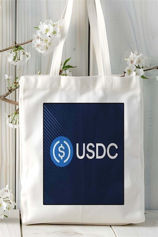 Art Hediye Usdc Baskılı Bez Çanta Omuz Çantası Kişiye Özel Desen 3 Çok Renkli