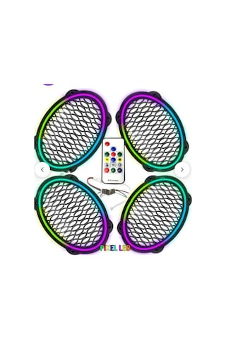 Poke Pk-5653 4 Adet Oval Oto Hoparlör Kapağı Kumandalı Pixel Ledli Rgb Animasyonlu Kapak