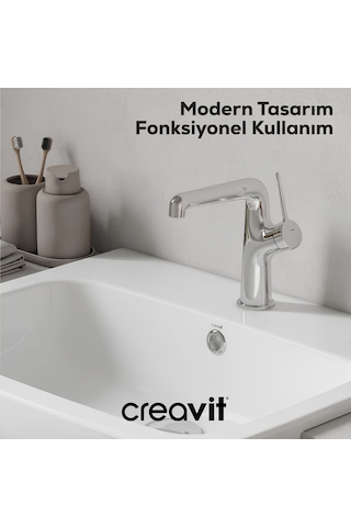 Creavit Flow Lavabo Banyo Eviye Bataryası 3'lü Set FL1500-FL2500-FL8500 Krom