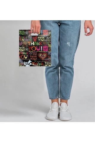 Takviyeli Baskılı Mağaza Poşeti 50'li 26x38 Cm 2 No Thank You Desen