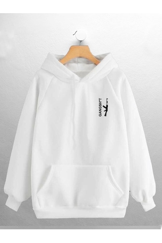 Macklin Unisex Kadın Erkek Gangshit Gangsta Baskılı Sweatshirt Beyaz Mck0675 Beyaz
