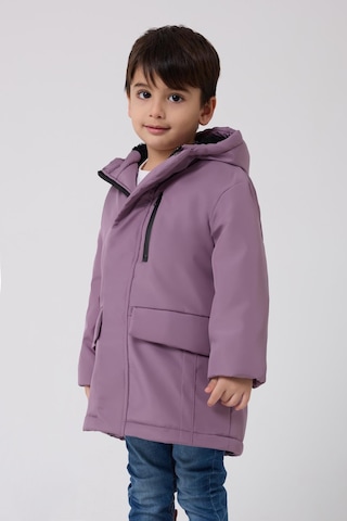 Erkek Çocuk Kürklü Su Ve Rüzgar Geçirmez Kapüşonlu 3 Kışlık Mont & Kaban & Parka Lila