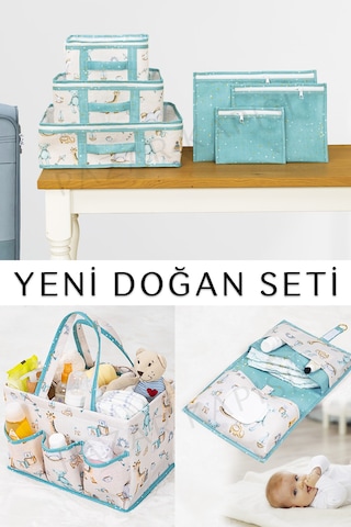 Baby Yeni Doğan Seti Bavul Organizer , Bakım Ve Alt Bakım Çanta Mavi