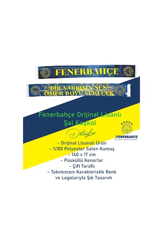 Fenerbahçe Orijinal Lisanslı Bir Şarkısın Sen Fenerbahçe Şal Atkı Ve Hybrt Tükenmez Kalem Set Kanarya Baskılı Ahşap Kutulu Lacivert - Sarı