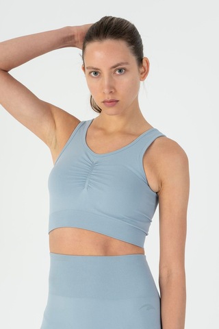 Maraton Slimfit Kadın Düz Yaka Mavi Bra Mavi