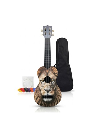 Soprano Ukulele Aslan Desenli Kapak