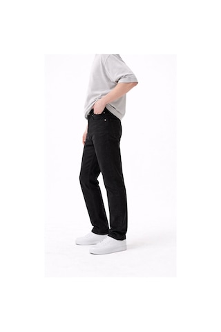 Oraystore Erkek Yıkamalı Siyah Battal Boy Likralı Rahat Kalıp Kot Pantolon Siyahyıkamalı