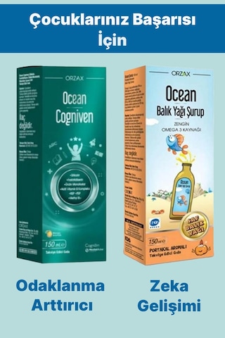 Ocean Omega 3 Portakallı Balık Yağı Şurubu 150 ML + Cogniven Likit 150 ML Ocean Omega 3 Portakallı Balık Yağı Şurubu 150 ML + Cogniven Likit 150 ML