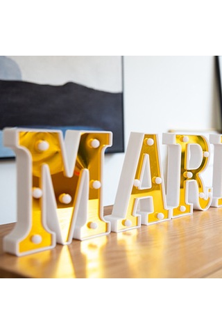 Monyee Altın Renkli Led Harf Işığı - Ev, Parti, Doğum Günü Ve Nikah Töreni Dekorasyon Aracı Pil Dahil Değil Diğer