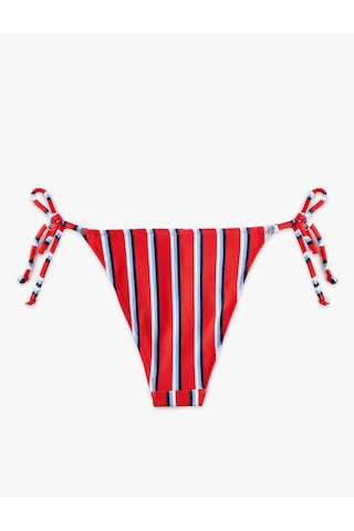 Koton Yanları Bağlamalı İpli Çizgili Bikini Altı Kırmızı Çizgili 6sak00158mm