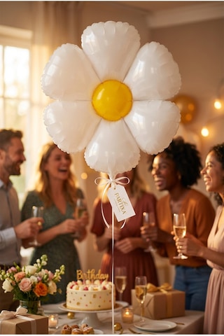Papatya Folyo Balon 40x50 Cm Bahar Yaz Çiçek Temalı Doğum Günü Parti Süsü Çok Renkli