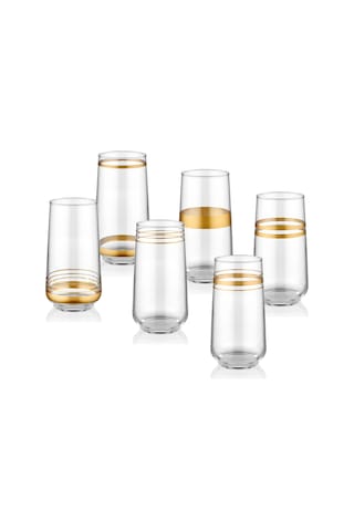The Mia Lınes Su Bardağı Uzun 6'lı Set -Gold