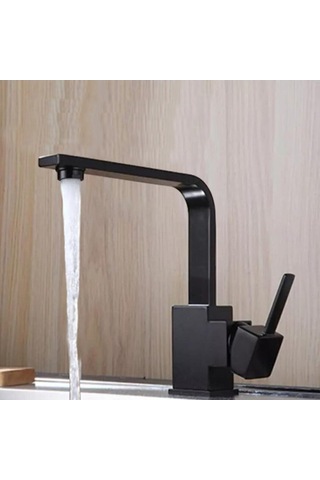 Inventa Siyah Kare T-Mix Lavabo Bataryası