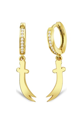 Zülfikar Taşlı Gümüş Küpe - Altın Altın