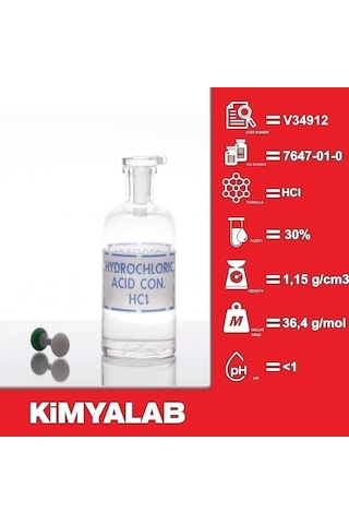 Hidroklorik Asit 30% Cam Şişe - Hydrochloric Acid HCL 500 ML