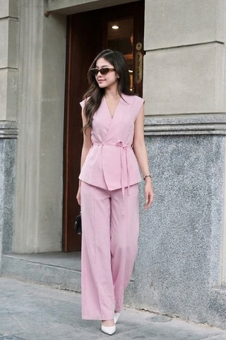 Seeh Pembe Basic Yelek Pantolon Takım Sh241 Standart