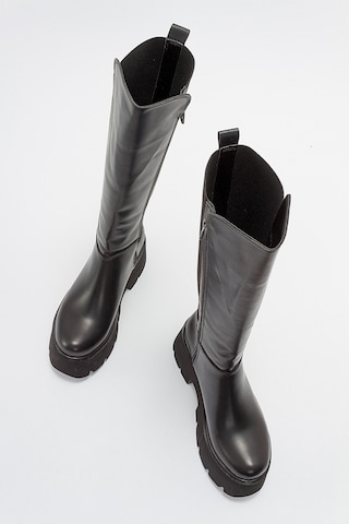 Luvishoes Solo Siyah Cilt Kadın Çizme Siyah