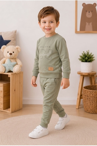 Mnk Baby & Kids Erkek Çocuk Belıeve Baskılı 2li Eşofman Takımı M00853 YESIL