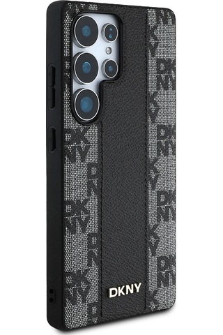 Galaxy Uyumlu S25 Ultra Kılıf Dkny Lisanslı M-safe Şarj Özellikli 3d Yazılı Checkered Pattern Kapak Siyah