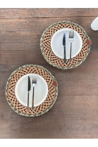 2'li Amerikan Servis - Leke Tutmaz- Kahverengi-yeşil 33 X 33 Cm Kahverengi