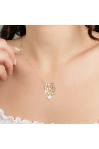 Anne Bebek Altın Kolye Kalp'Li 14K Gold