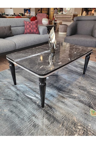 Akset Orta Sehpa Lüx Siyah Mermer Gümüş