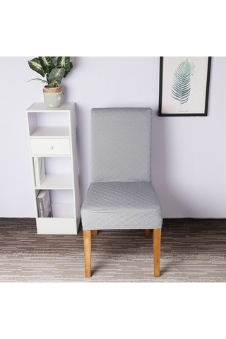 1 Adet Esnek Düz Elmas Kafes Yemek Masası Sandalye Kılıfı, Çıkarılabilir Yıkanabilir Kısa Yemek Sandalyesi Koruyucu Koltuk, Otel Yemekleri İçin Düz Kılıflar, Açık Gri Diğer