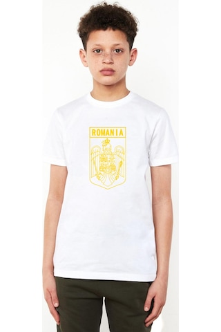 Tshirthane Romania Coat Arms Beyaz Çocuk Bisikletyaka Tshirt Beyaz