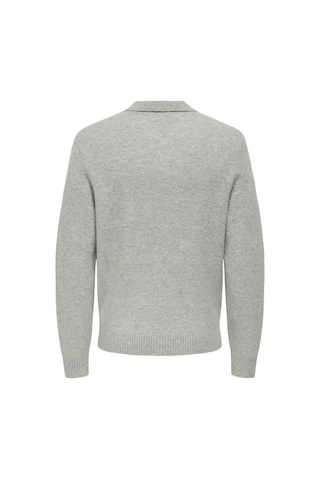 Only & Sons Onsjay Reg Ls Polo Knıt Erkek Gri Kazak - 22033770 Gri