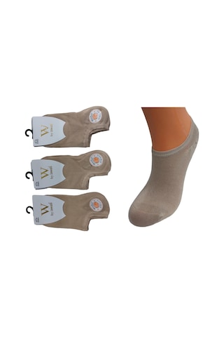 3'lü Kaliteli Modal Patik Kadın Çorap-bej Bej