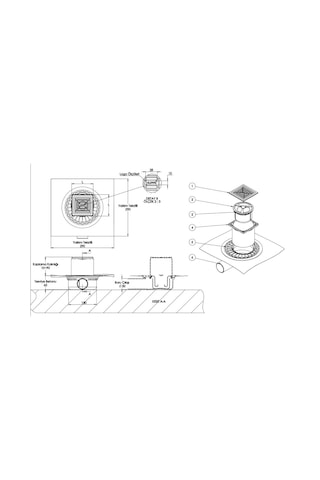 Hüppe Masterx Yalıtımlı Noktasal Su Gideri 10x10 Mat Yandan Çıkış Satin