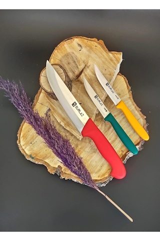 Sürmene Sürlaz 3'lü Mutfak Bıçak Seti Et+ Ekmek + Meyve