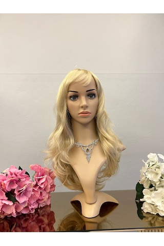 Naturel Peruk Sarı Katlı Kesım Peruk Dore Sarı
